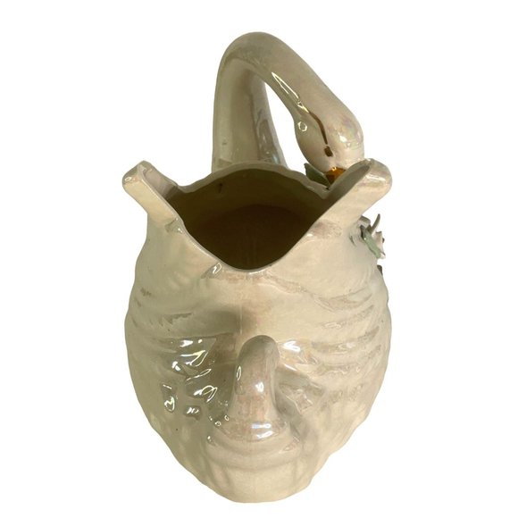 Swan Planter Vase Lusterware Figurine Norcrest Iridescent Opalescent 8.5" x 7" - Picture 4 of 10